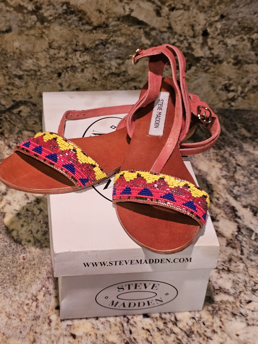 Steve Madden Women's Coral Beaded Ankle-Strap Sandals